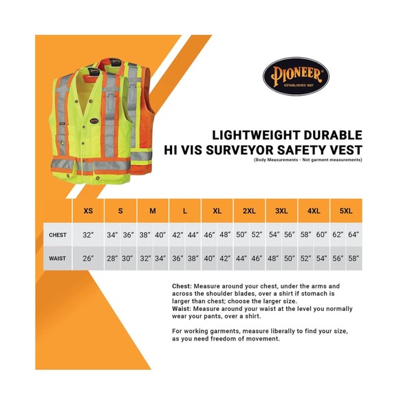 "Pioneer High Visibility Surveyor Safety Vest, Size L" - Picture 6 of 9
